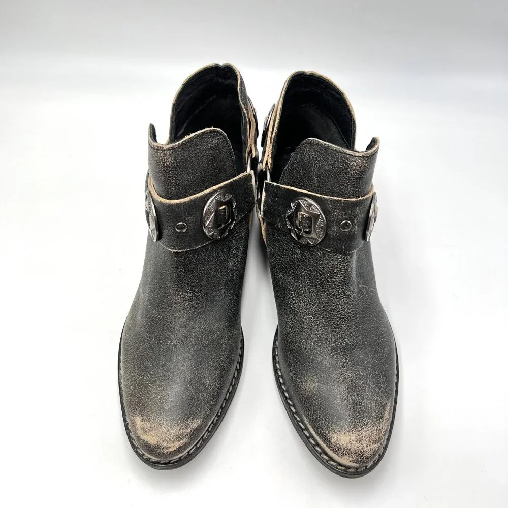 Chinese Laundry Womens Size 6 Black Distressed Austin Western Style‎ Ankle Boots